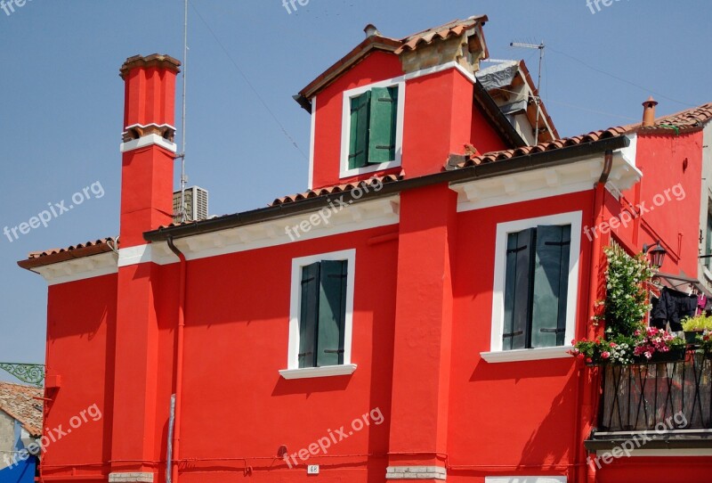 Italy Burano Colorful House Shutters Free Photos