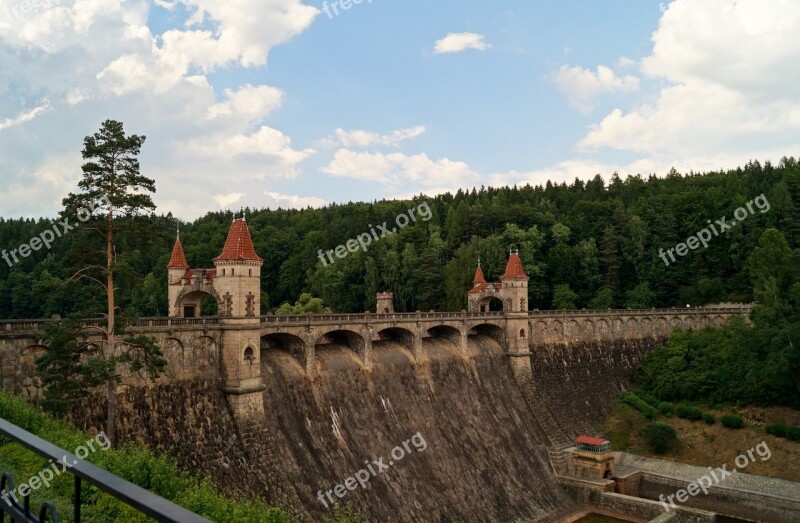 Dam Bridge Towers Czech Republic Story