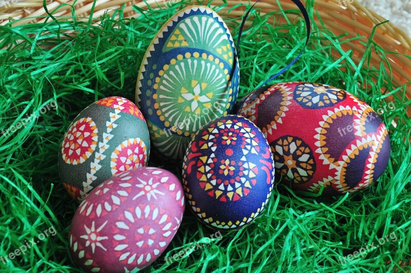 Easter Easter Eggs Painted Colorful Grass