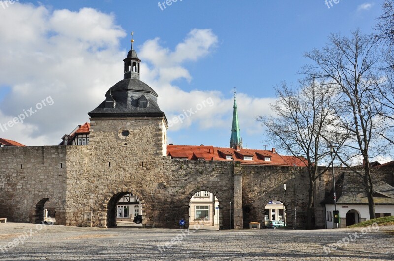 Mühlhausen Thuringia Germany Frauentor City Wall Sky