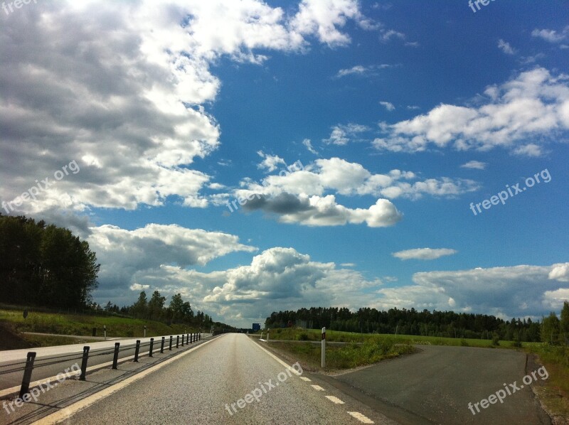 Road Clouds Sky Summer Beautifully Blue Sky Blue