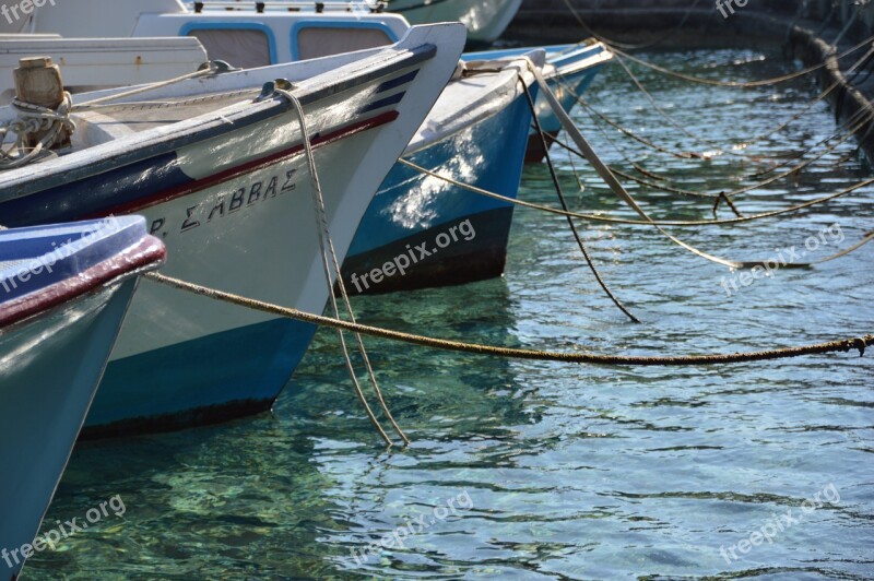 Boats Harbour Chalki Greece Rope