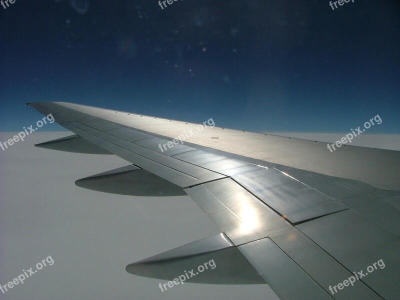 Airplane Wing Blue Sky Free Photos