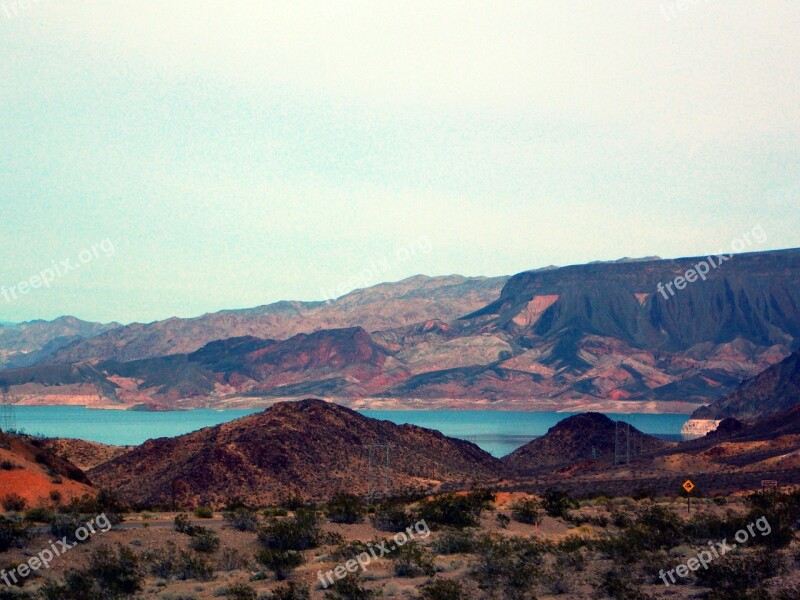 Mountains Canyon Arizona Rocks Lake Mead