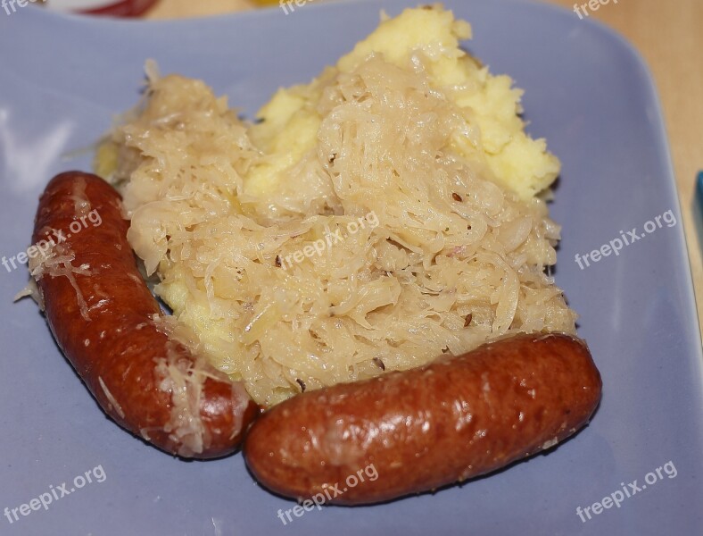 Sauerkraut Sausage Eat Food Cook