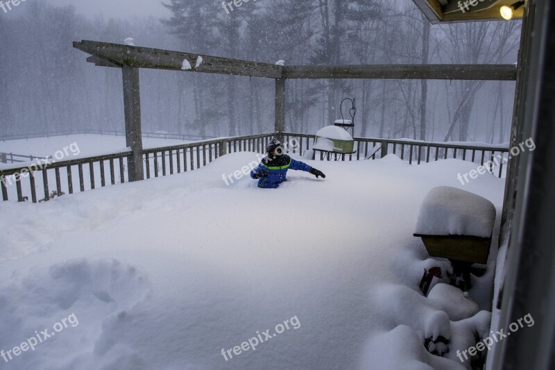 Snow Drift Deep Winter Boy