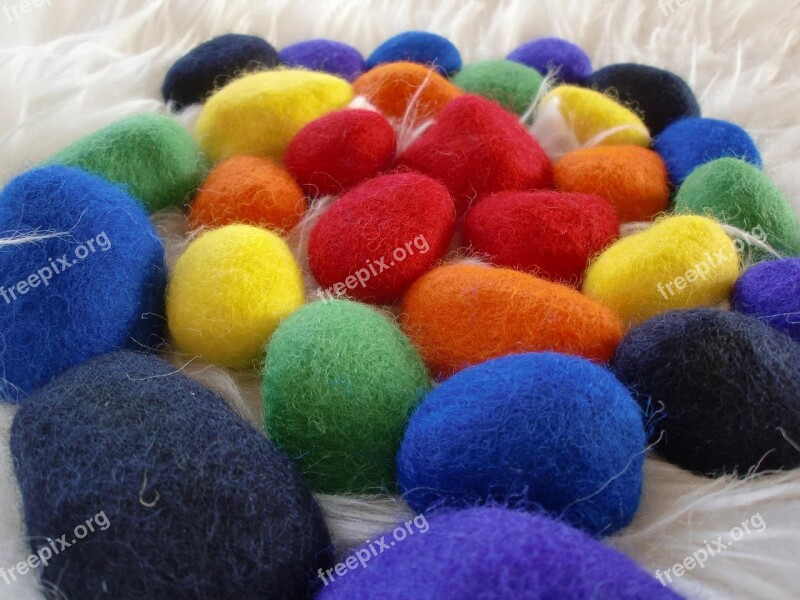 Color Wool Arts Crafts Rainbow Stones