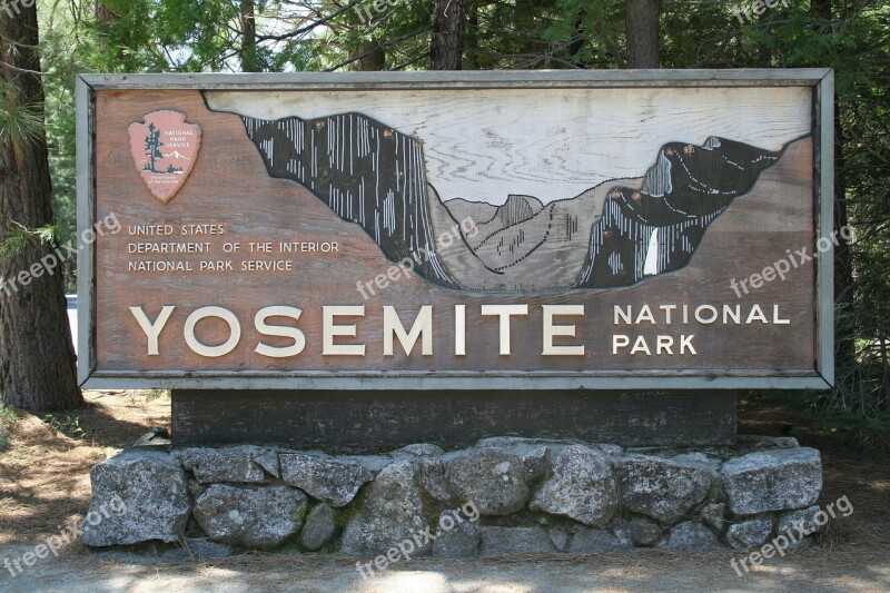 Sign National Park Yosemite Usa California