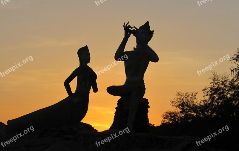 Sunset Sculpture Shadows Sky Landscape