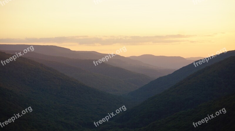 Sunrise Hills Slopes Trees Light