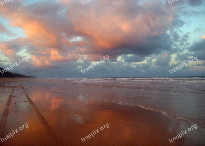 Sunset Fraser Island Downunder Australia Free Photos