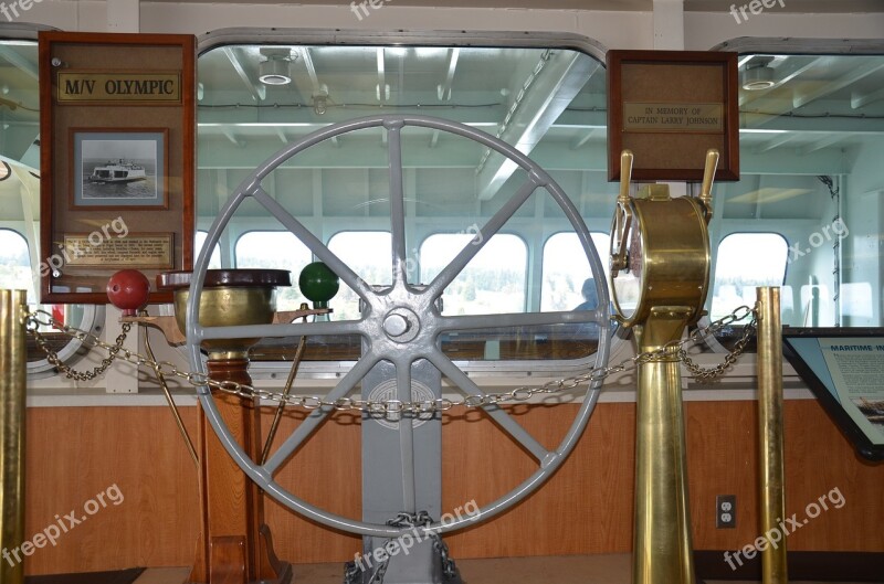 Ferry Captain Wheel Steering Sea