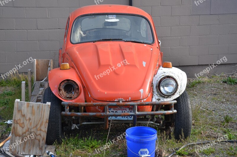 Vw Car Orange Vin Vintage