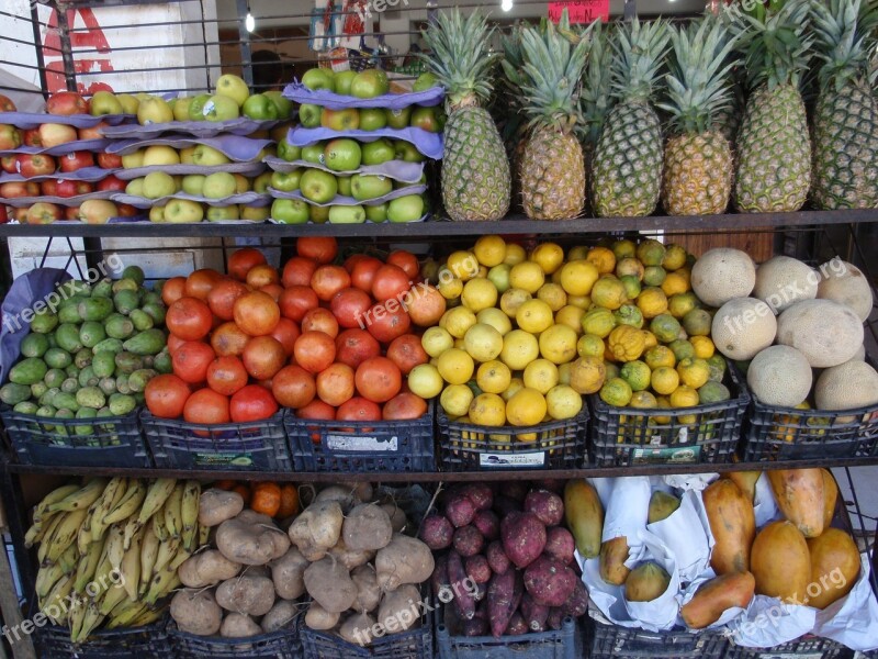 Colourful Tropical Fruit On The Shelves Food Free Photos