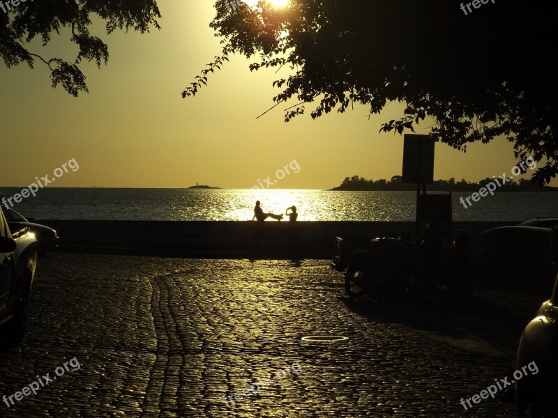 Sunset Couple Backlight Love Ocean