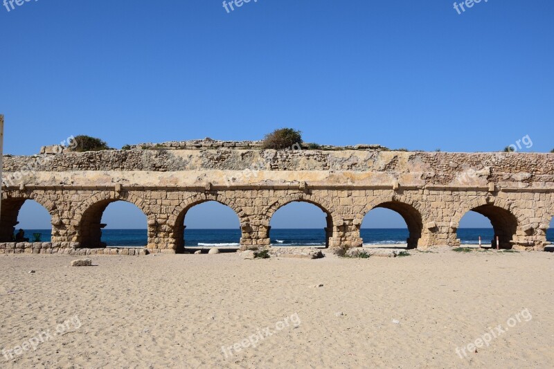 Aqueduct Beach Sea Blue Holidays