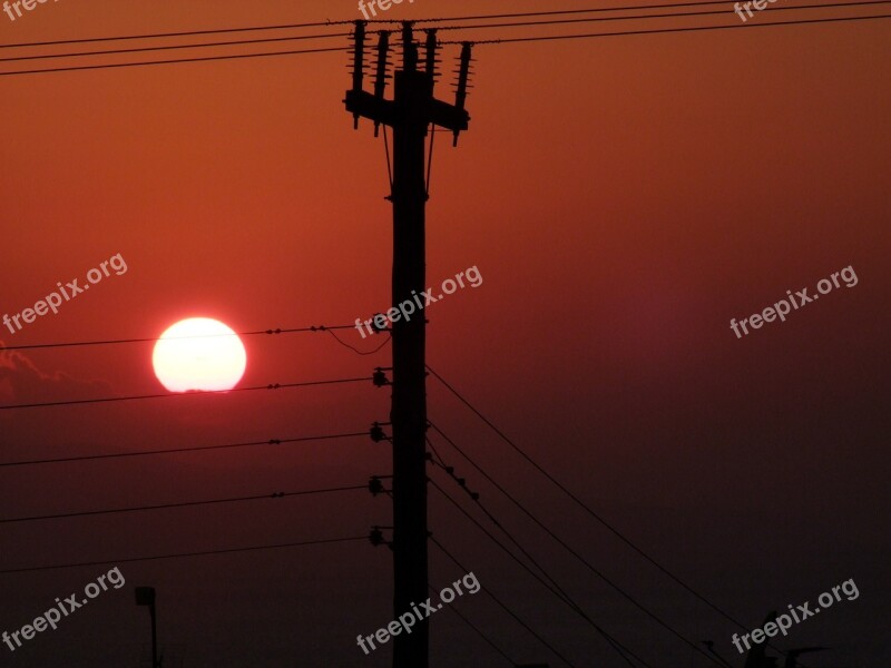 Sunset Cable Lines Power Line Mast