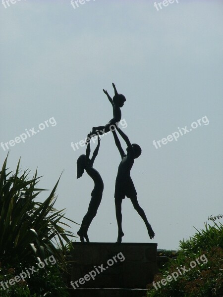 Tresco Abbey Gardens Children Statue Silhouette