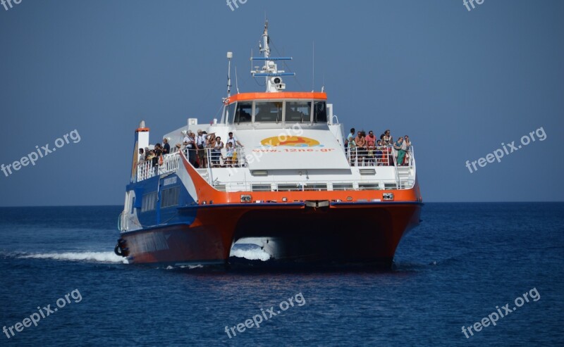 Ferry Chalki Greece Sea Blue