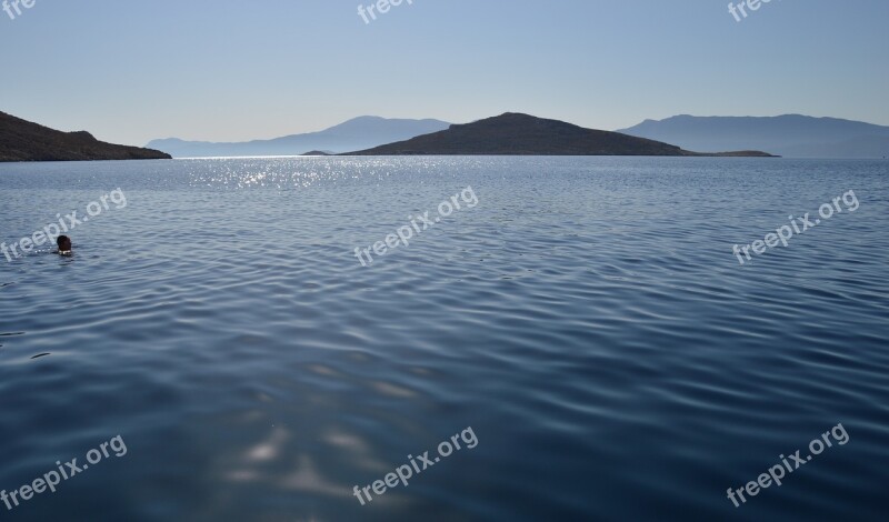 Chalki Swimmer Sea Greece Island