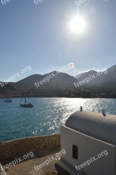 Chalki Sea Greece Church Boat