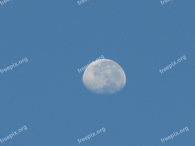 Moon Sky Blue Nature Sky Moon