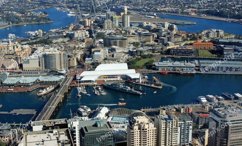 Sydney Darling Harbour Port From Above City View