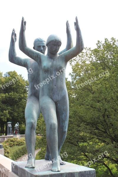 Pair Naked Sculpture Artwork Man