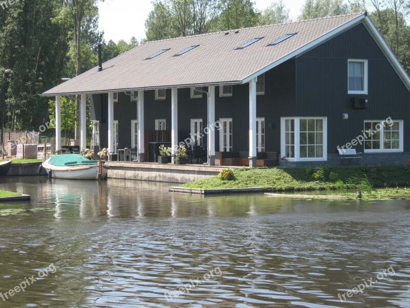 House Water Terrace River Wood