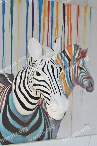 Zebra Art Colorful Free Photos