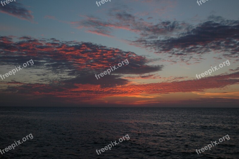 Sea Sky Clouds Sunset Pacific