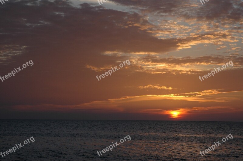 Sea Sky Sunset Horizon Clouds