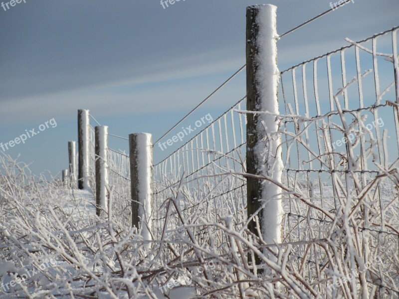 Winter Snow Fence Snowfall Outdoors