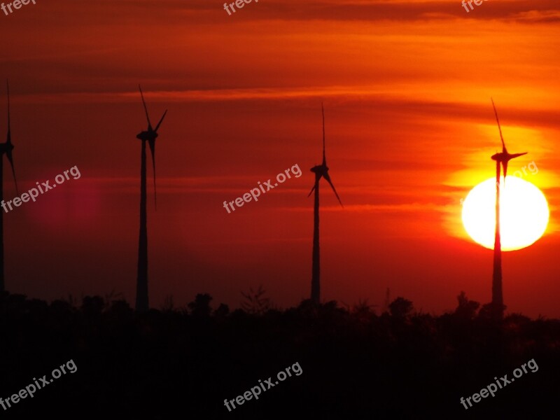 Windmills Sun Nature Free Photos