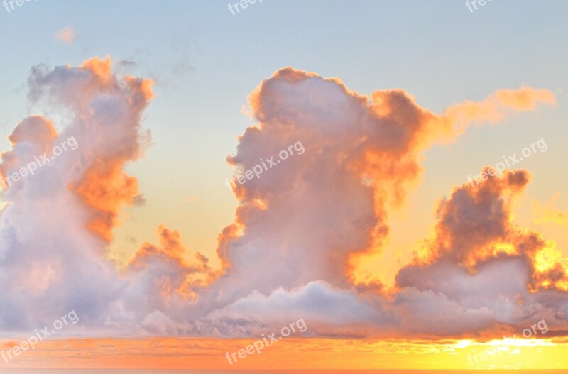 Clouds Sunset Sea Beach Colors