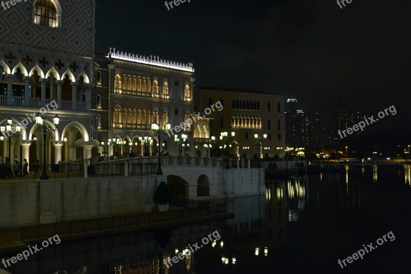 Canal Night Lights European Evening