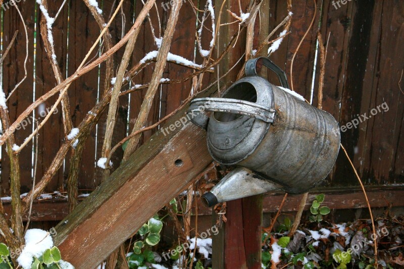 Winter Water Can Watering Can Fence