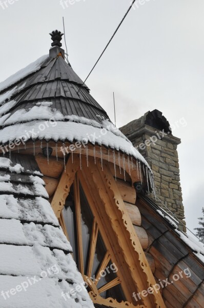 Winter Snow Mountains House Cottage