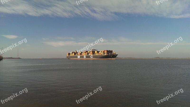 Container Ship Elbe Ship Hamburg Shipping