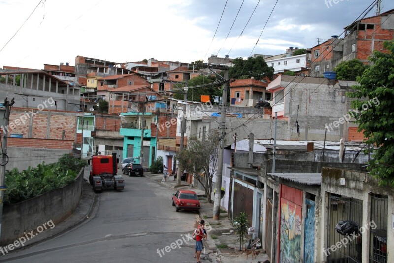 Brazil Carapicuíba Favela Community Street Without Sidewalks