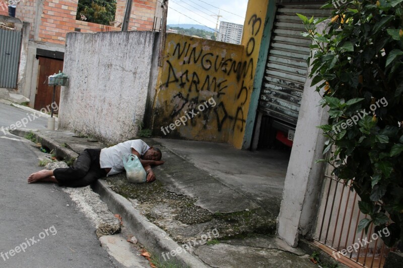 Brazil Carapicuiba City Favela Community Street Without Sidewalks