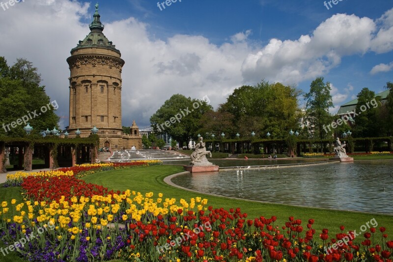 Mannheim Water Tower Flowers Free Photos