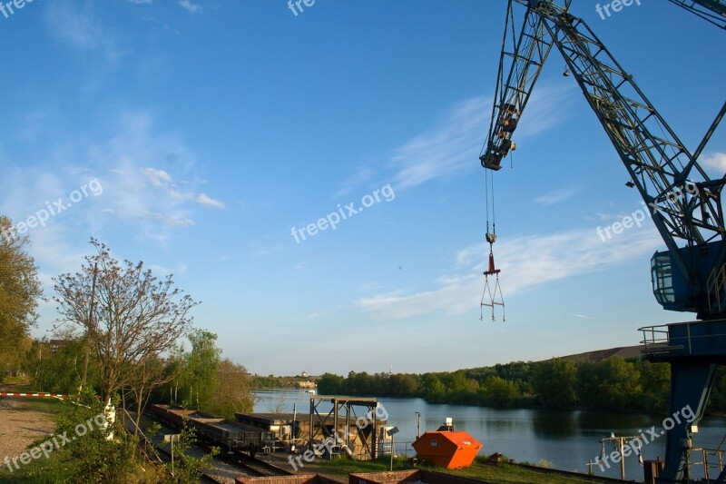 Rhine Crane Old Rhine Industry Mannheim