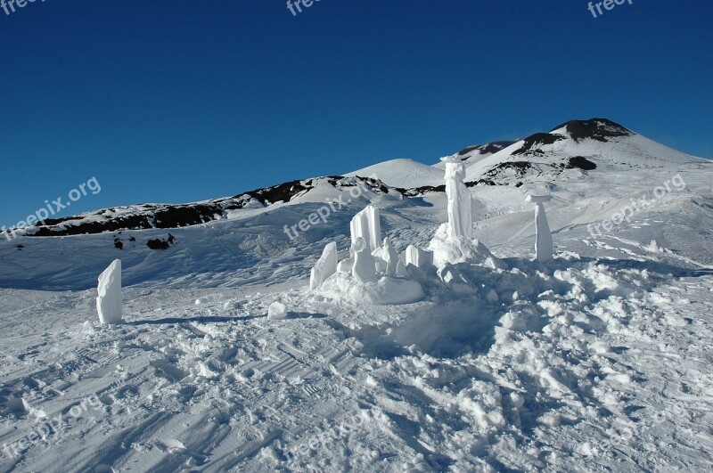 Snow Mountain Sculptures Etna Free Photos