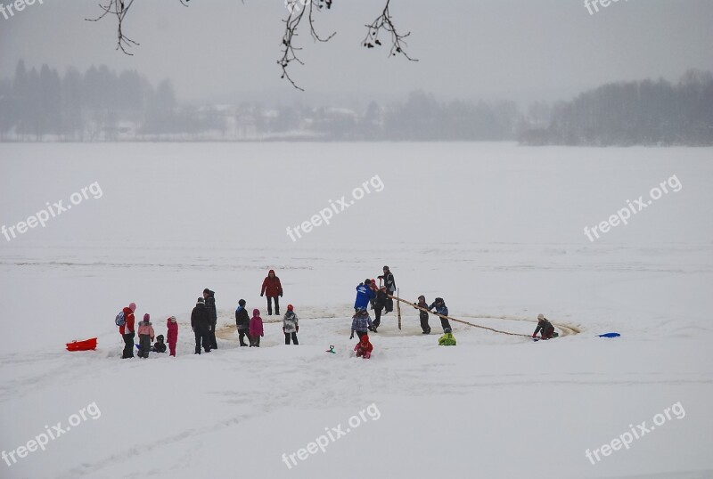 Arctic Sled Winter Lake Ice Group