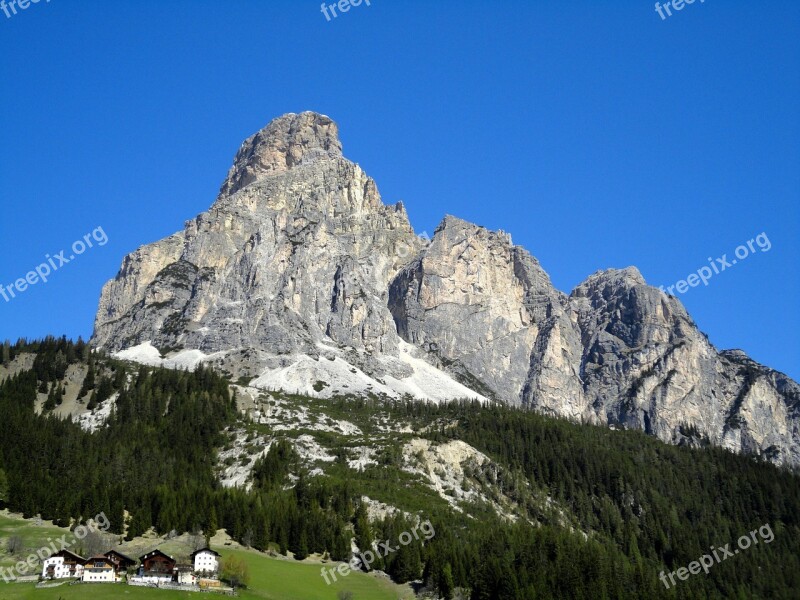 Blue Sky Dolomites Rock Mountains South Tyrol