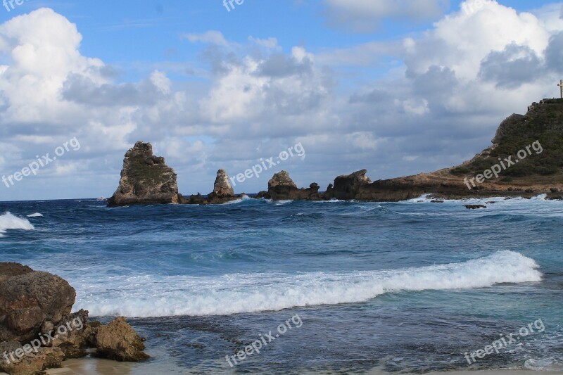 Beach Sea Waves Guadeloupe Pointe Des Châteaux