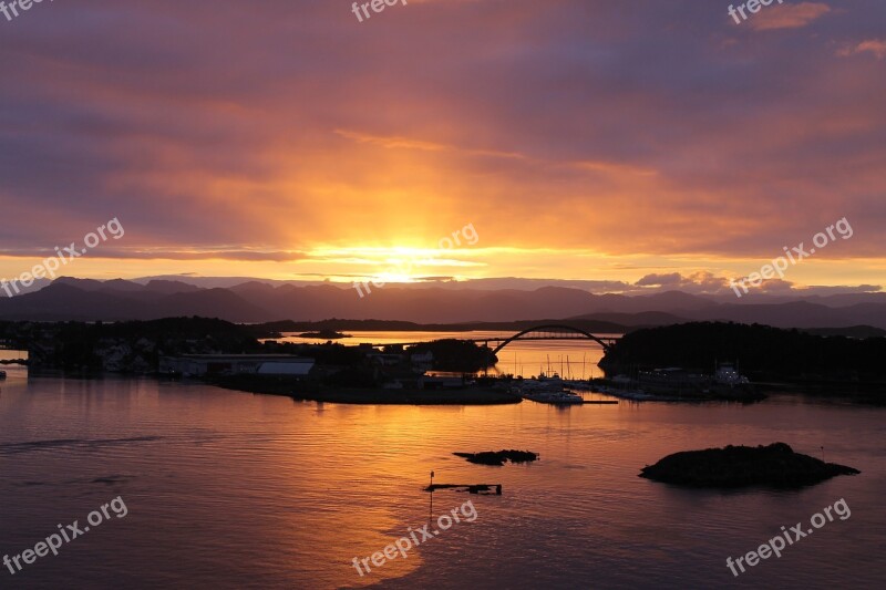 Stavanger Port Bridge Sunrise Norway