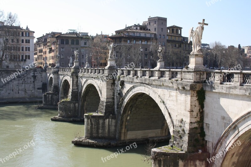 Rome Bridge Statue Free Photos