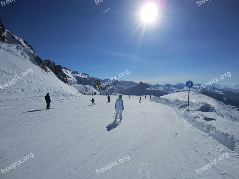 Snow Alpine Ski Run Sun Free Photos